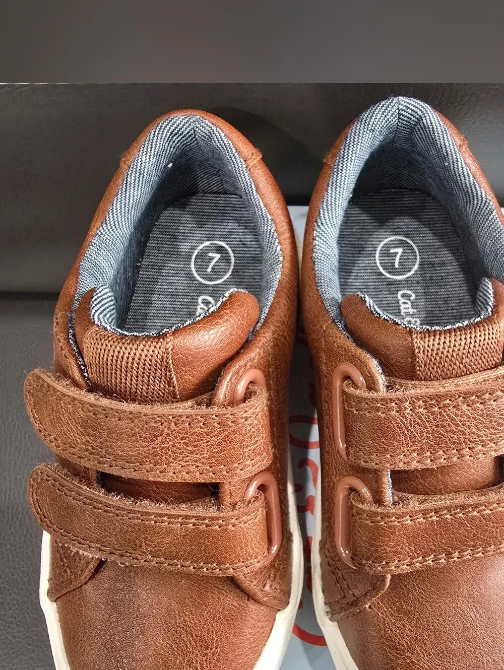 Cat & Jack Toddler Kids Boys Brown Casual Sneakers With Double Velcro Size 7T